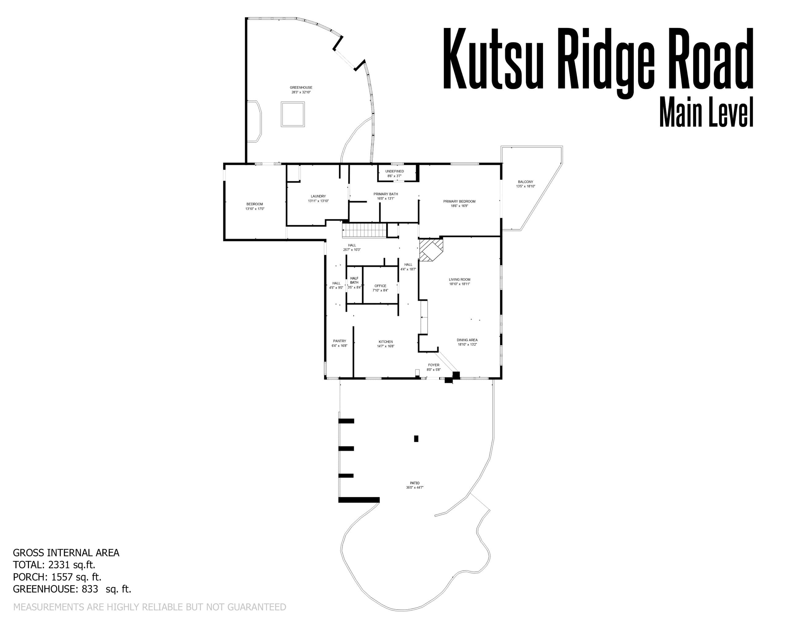 Main level floor plan of Kutsu Point